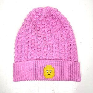 LEGO x TARGET Cable Knit Minifigure Patch Beanie Hat Adult Unisex OS Pink